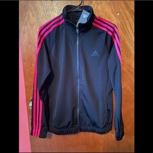 Adidas womens track workout jacket black pink size medium new